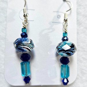 J15 Handmade Blue Artsy Dangle Earrings